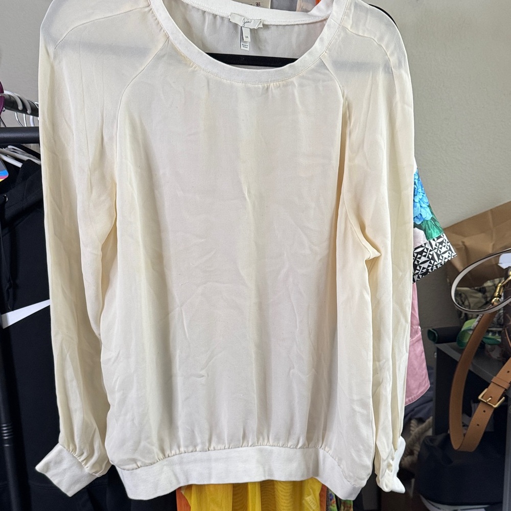 Elegant Cream Women's  Sheer Top